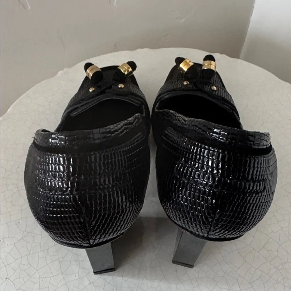 GIANMARCO LORENZI Elegant Black Leather Women's Heels Made in Italy Size 37 NWOB